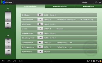 Screenshot Android Tablet App "VAG DigiFlange"