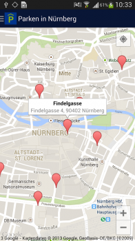 Screenshot 3: Android App: "Parken in Nürnberg"